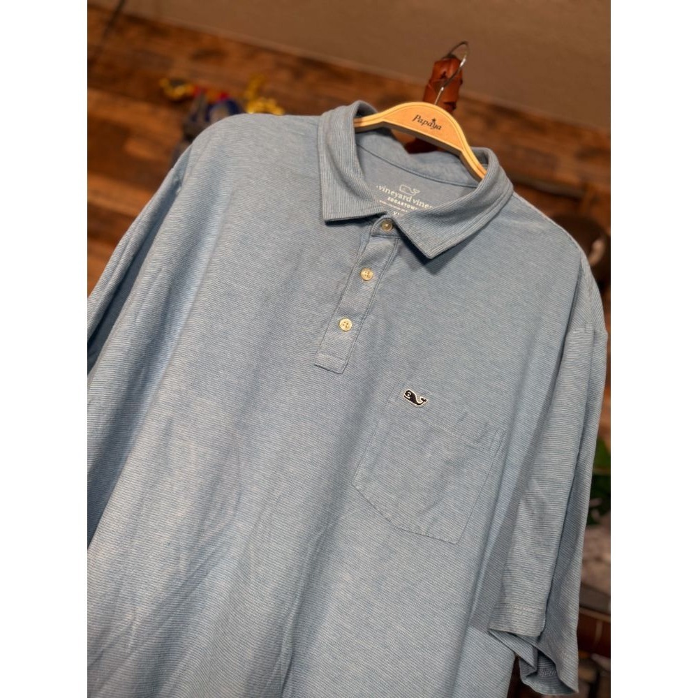 Vineyard Vines Edgartown Classic Fit 2XL Light Blue Polo Shirt Chest Pocket